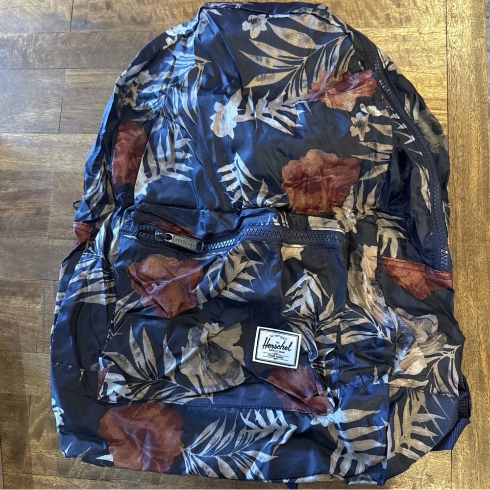 Herschel Tropical Floral Navy Blue Daypack Backpack Packable